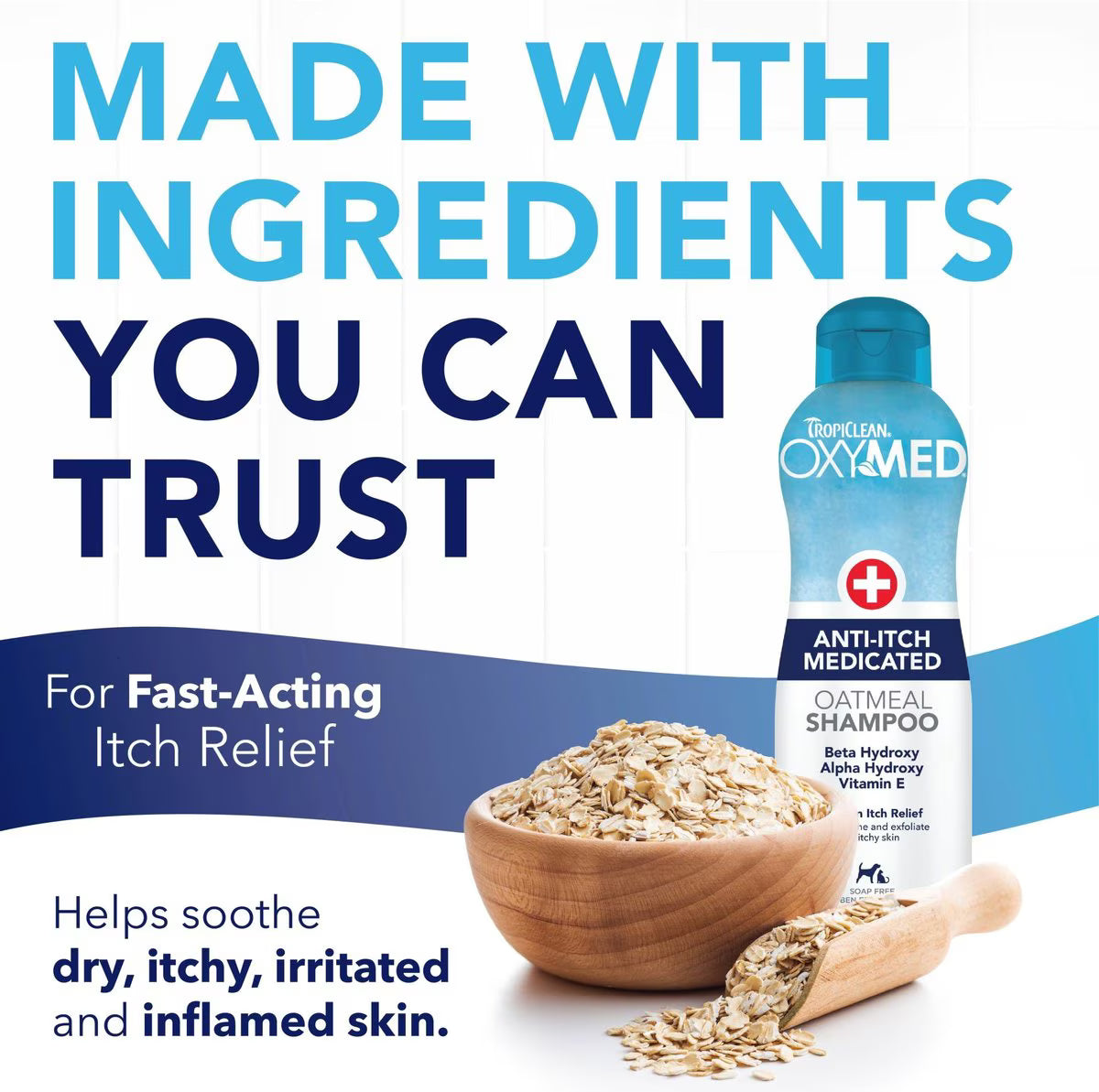 TropiClean OxyMed Medicated Anti-Itch Dog Shampoo, 20-fl oz bottle