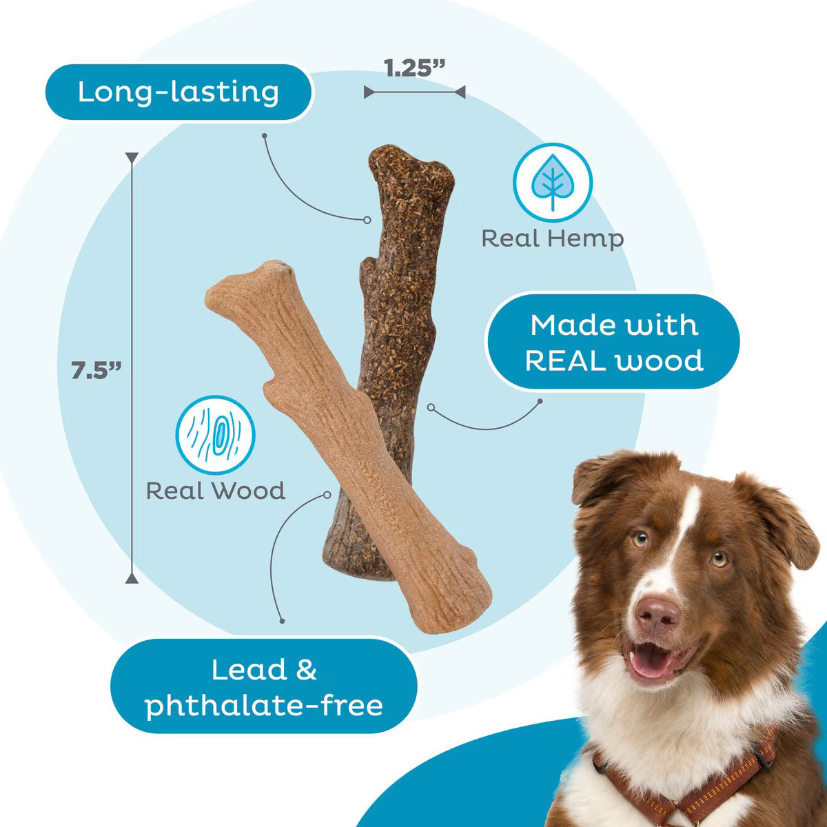 Petstages Dogwood Calming Tough Dog Chew Toy, Medium, 2 count