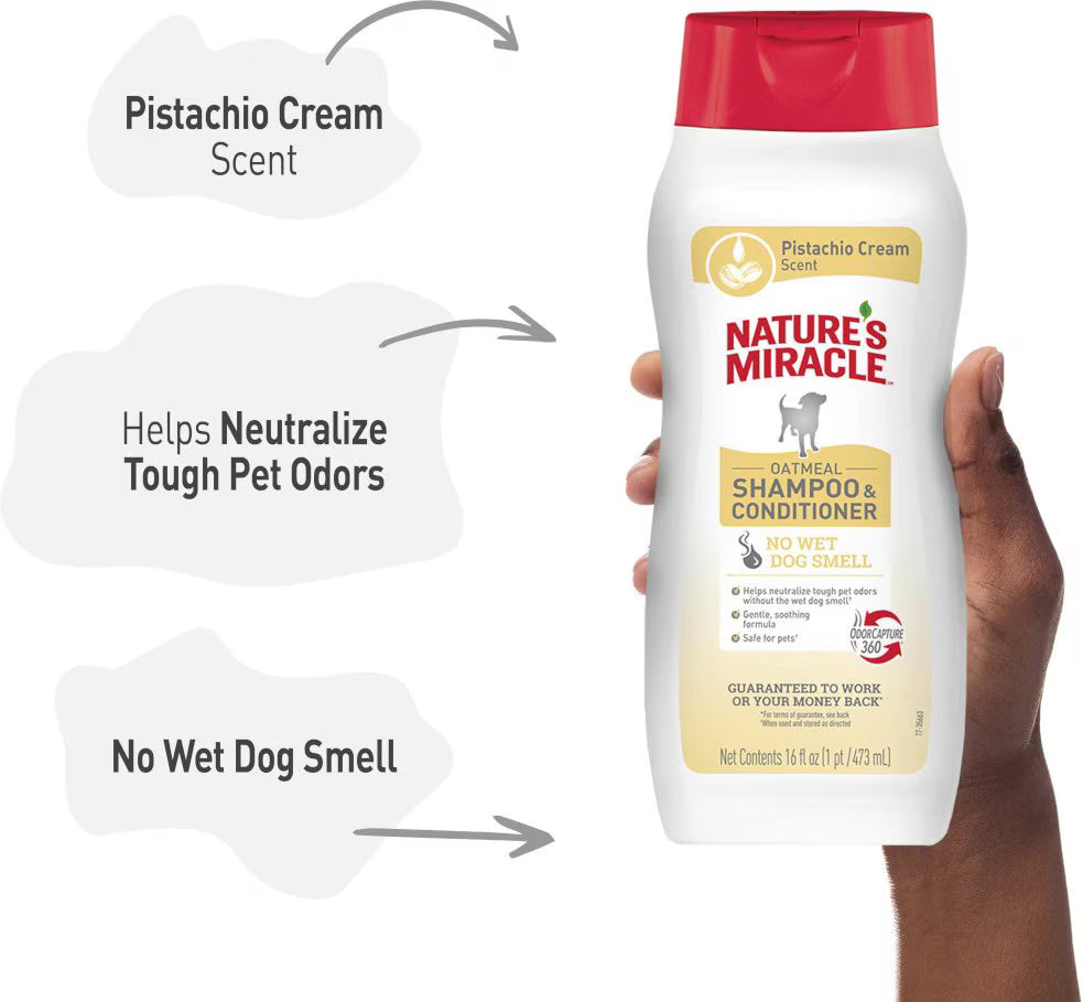 Nature's Miracle Oatmeal Dog Shampoo, 16-fl oz bottle, Pistachio Cream Scent