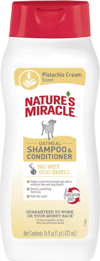 Nature's Miracle Oatmeal Dog Shampoo, 16-fl oz bottle, Pistachio Cream Scent