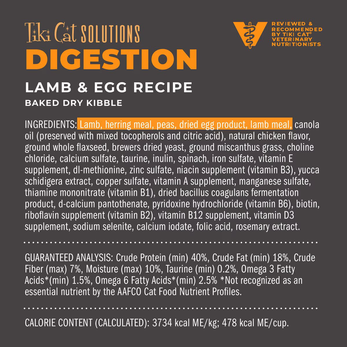 Tiki Cat Solutions Digestion Lamb & Egg Grain-Free Dry Cat Food, 2.8-lb bag