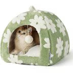 Lesure 2-in-1 Cat Cave Bed – Medium and Large | Convertible Covered & Open Pet Bed for Cats