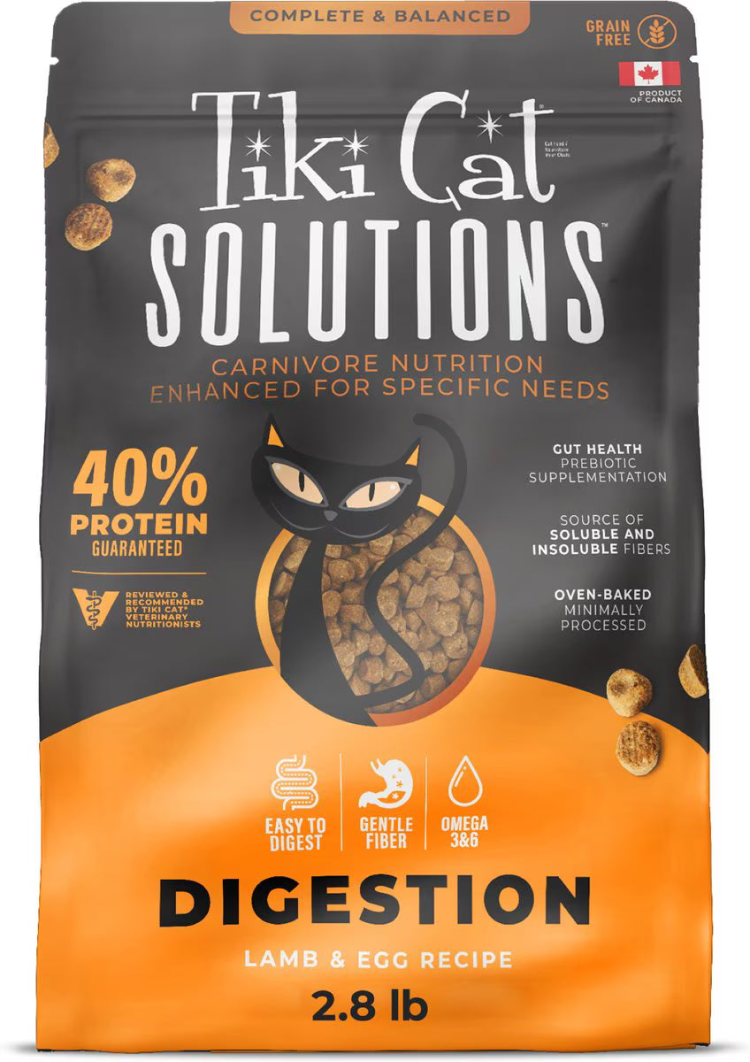 Tiki Cat Solutions Digestion Lamb & Egg Grain-Free Dry Cat Food, 2.8-lb bag