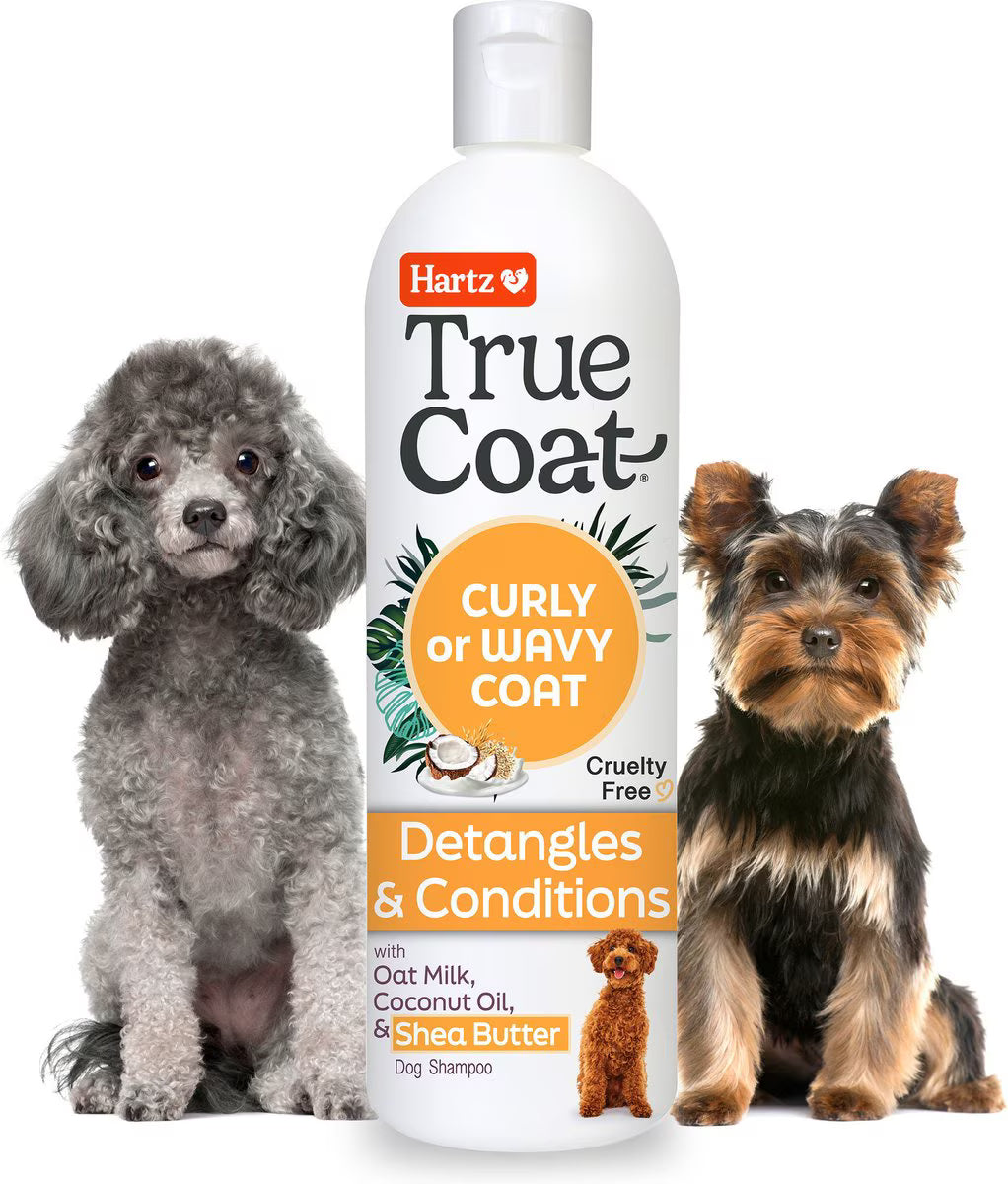 Hartz True Coat Curly or Wavy Detangles & Conditions with Oat Milk, Coconut Oil & Shea Butter Dog Shampoo, 16-fl oz bottle