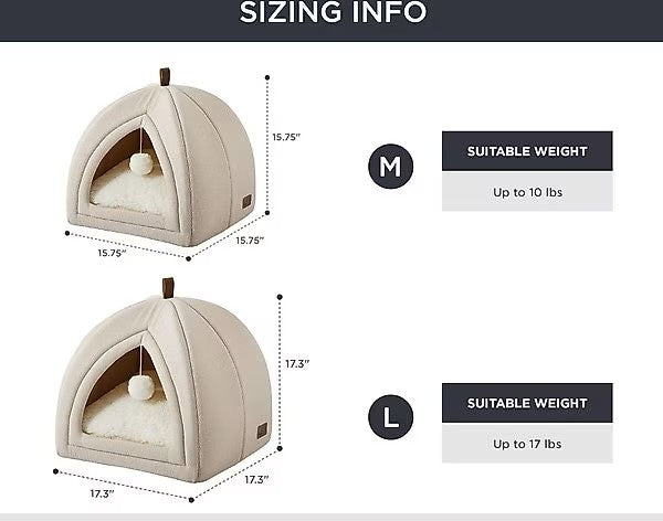 Bedsure 2-in-1 Cat Cave Bed – Convertible Covered & Open Pet Bed for Cats , Cozy Indoor Hideaway