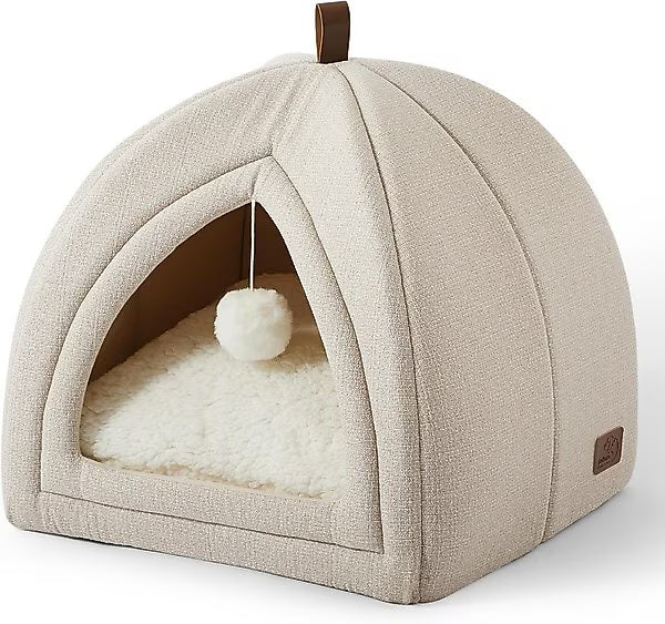 Bedsure 2-in-1 Cat Cave Bed – Convertible Covered & Open Pet Bed for Cats , Cozy Indoor Hideaway