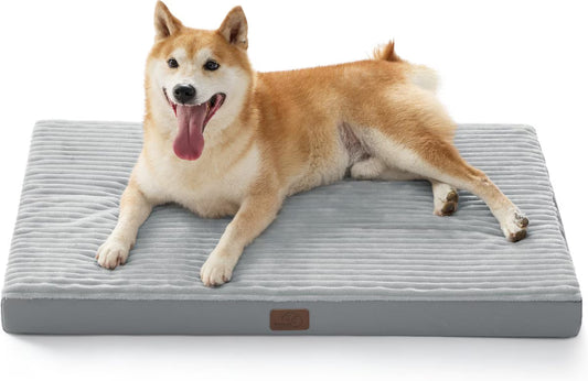 Bedsure Orthopedic Dog Beds with Removable Machine Washable Cover, Light Grey, Large