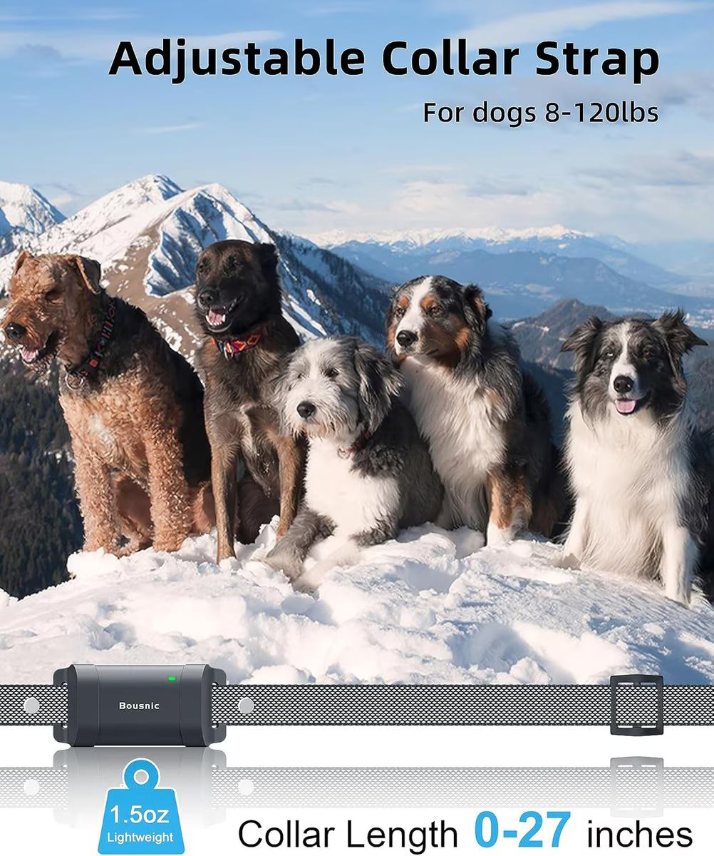 Bousnic 4000FT Extra Long Remote Range Waterproof Rechargeable Electronic Training Dog Collar, Grey