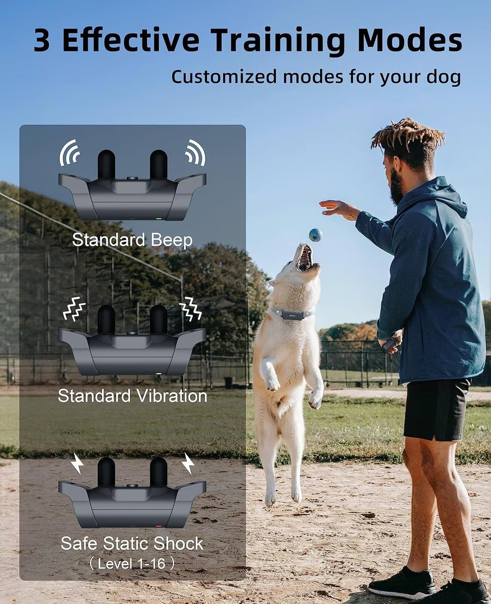 Bousnic 4000FT Extra Long Remote Range Waterproof Rechargeable Electronic Training Dog Collar, Grey