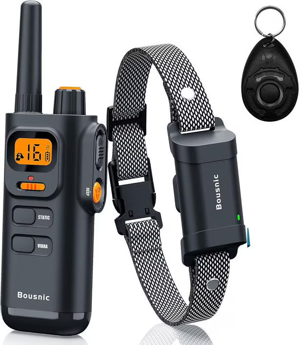 Bousnic 4000FT Extra Long Remote Range Waterproof Rechargeable Electronic Training Dog Collar, Grey