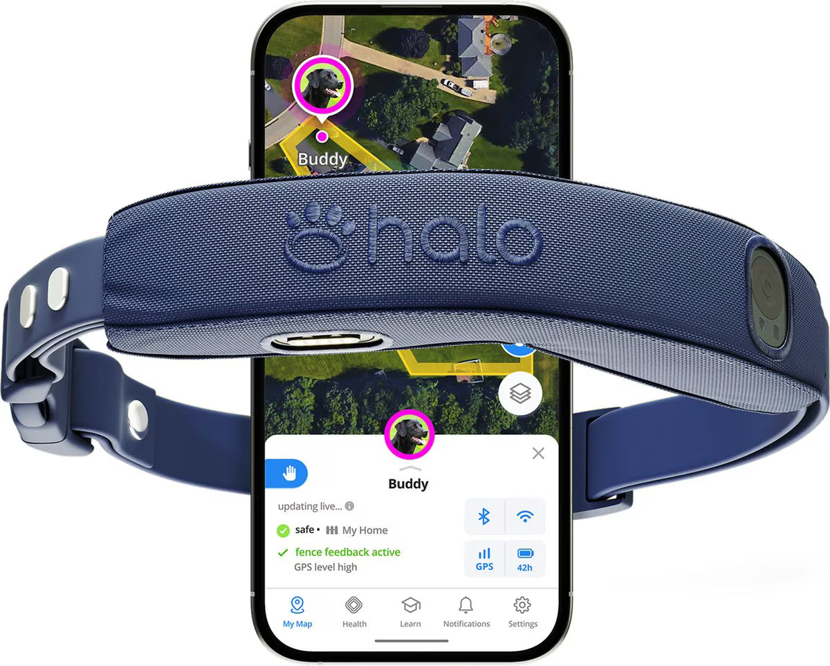 Halo Collar 5 New Wireless Waterproof Plastic Dog Fence & GPS Dog Collar, Midnight Blue