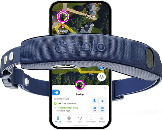 Halo Collar 5 New Wireless Waterproof Plastic Dog Fence & GPS Dog Collar, Midnight Blue