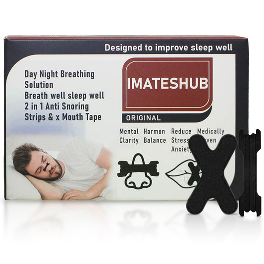 IMATESHUB ORIGINAL 2 in 1 ANTI SNORING | LARGE NASAL STRIPS & X MOUTH TAPE | NASAL CONGESTION |HELP REDUCE SNORING | DRUG FREE