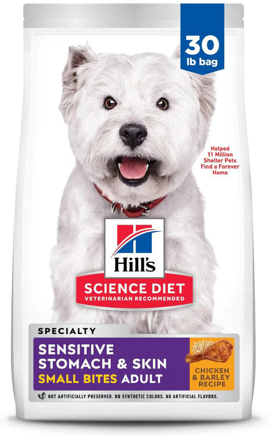 Hill's Science Diet Adult Sensitive Stomach & Sensitive Skin Small Bites Dry Dog Food, Chicken Recipe, 30-lb bag