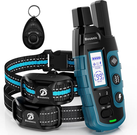 Bousnic Remote Waterproof Dog Training Collar, 3300-ft, Blue, 2 count