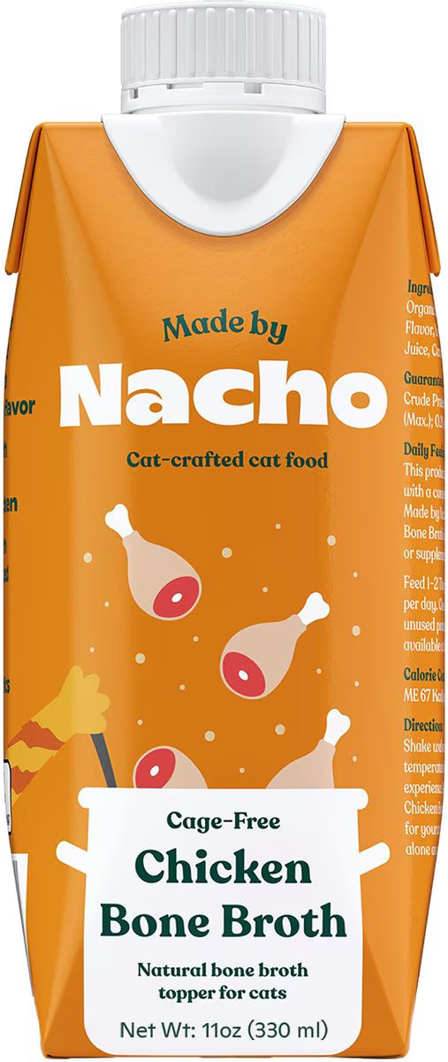 Made by Nacho Chicken Bone Broth Grain- Free Wet Cat Food Topper, 11-oz carton