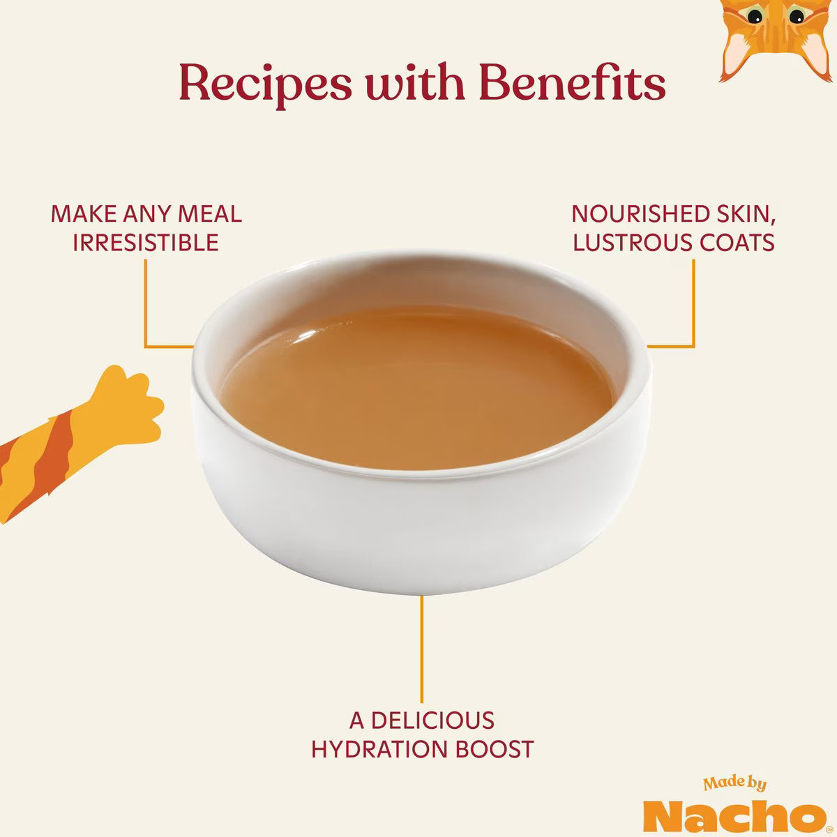 Made by Nacho Chicken Bone Broth Grain- Free Wet Cat Food Topper, 11-oz carton