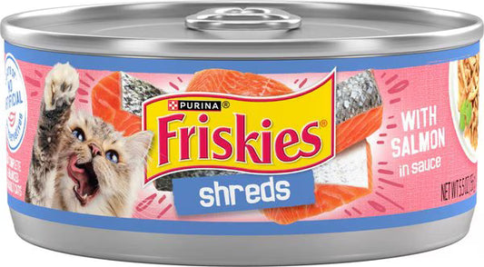 Friskies Savory Shreds with Salmon in Sauce Canned Cat Food, 5.5-oz, case of 24