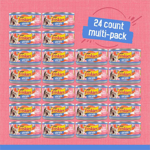 Friskies Savory Shreds with Salmon in Sauce Canned Cat Food, 5.5-oz, case of 24