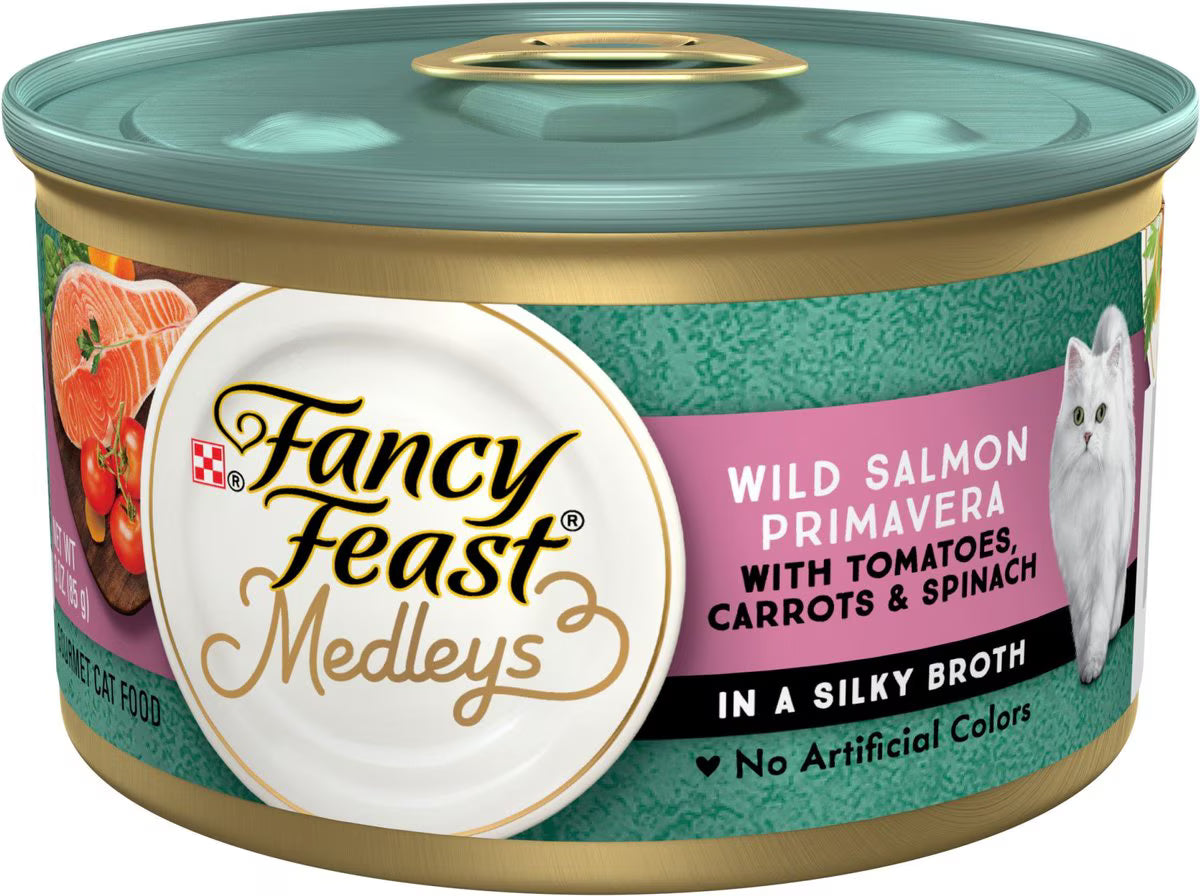 Fancy Feast Medleys Wild Salmon Primavera Canned Cat Food, 3-oz, case of 24