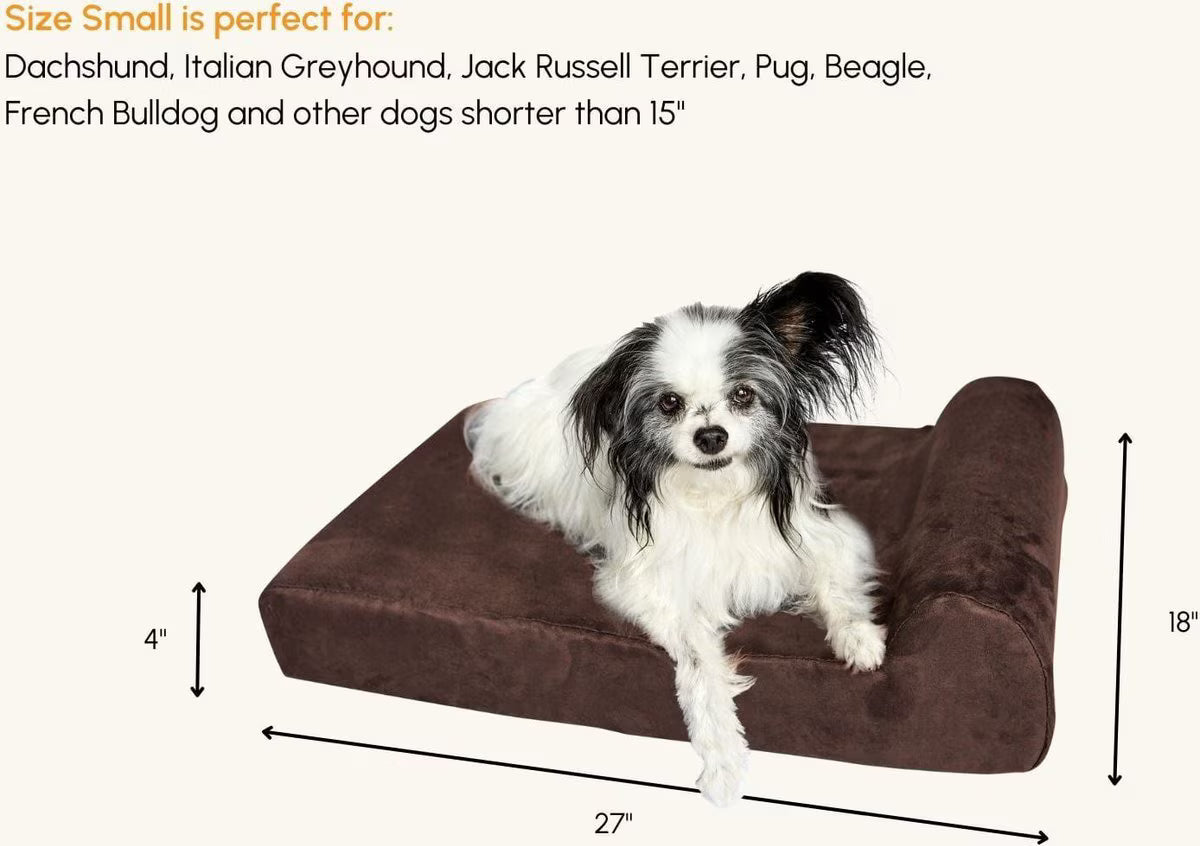 Big Barker Jr. Pillow Top with Headrest Orthopedic Dog Bed, Chocolate, Small