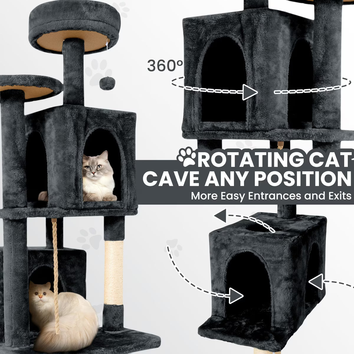 TSCOMON Multi-Level 58-in Plush Cat Tree & Condo, Deep Grey