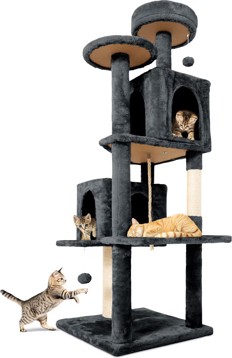 TSCOMON Multi-Level 58-in Plush Cat Tree & Condo, Deep Grey