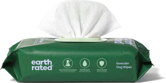 Earth Rated Thick Hypoallergenic Dog Grooming Wipes, Lavender Scented, 100 count