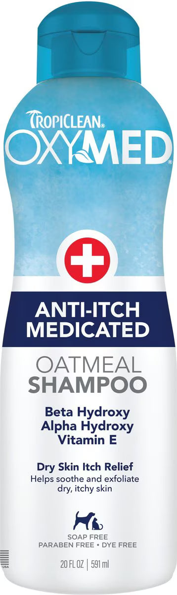 TropiClean OxyMed Medicated Anti-Itch Dog Shampoo, 20-fl oz bottle