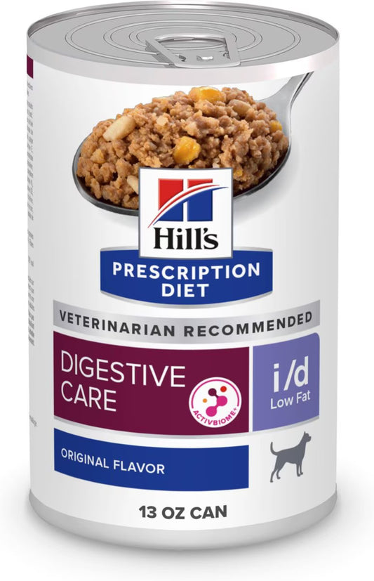 Hill's Prescription Diet i/d Digestive Care Low Fat Original Flavor Pate Wet Dog Food, 13-oz, case of 12