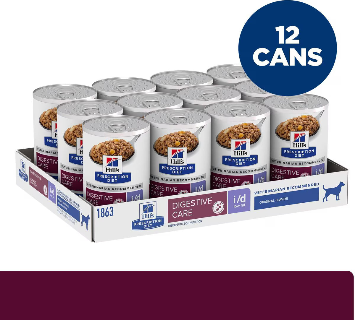 Hill's Prescription Diet i/d Digestive Care Low Fat Original Flavor Pate Wet Dog Food, 13-oz, case of 12