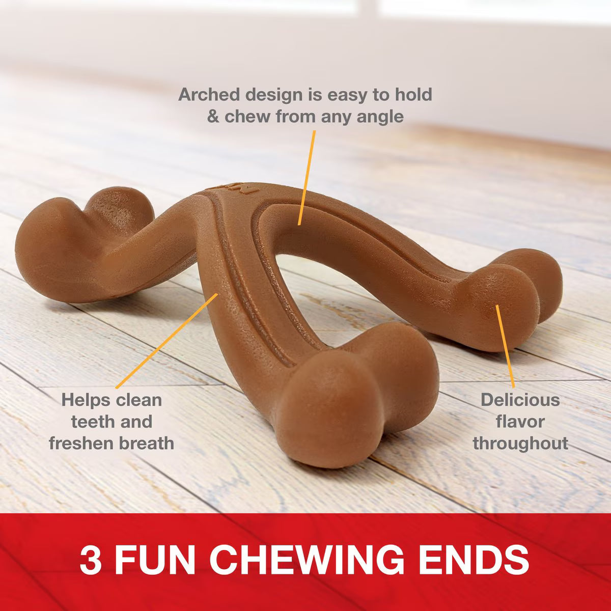 Nylabone Ergonomic Hold & Chew Wishbone Power Chew Durable Dog Toy Bison, Large