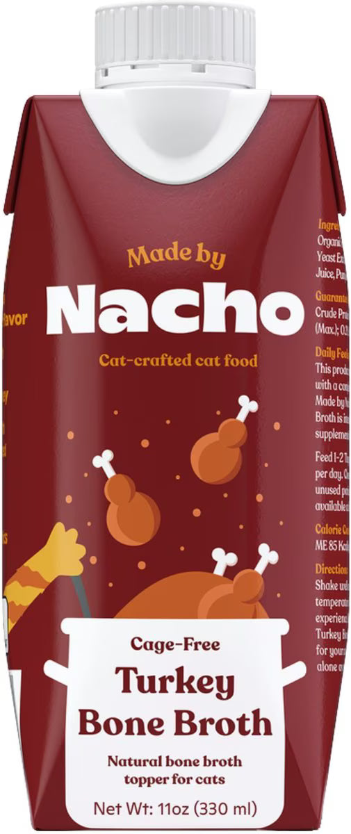 Made by Nacho Turkey Bone Broth Grain- Free Wet Cat Food Topper, 11-oz carton