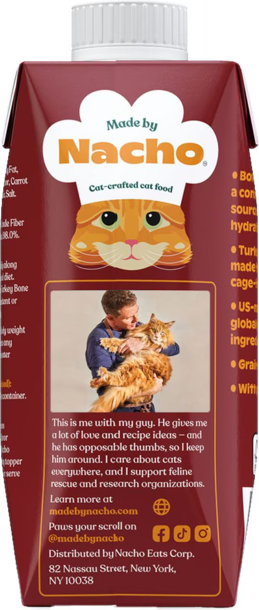 Made by Nacho Turkey Bone Broth Grain- Free Wet Cat Food Topper, 11-oz carton