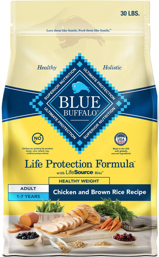 Blue Buffalo Life Protection Formula Healthy Weight Adult Chicken & Brown Rice Recipe Dry Dog Food, 30-lb bag