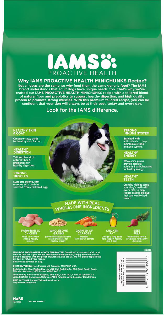 Iams Proactive Health Minichunks with Real Chicken & Whole Grains Dry Dog Food, 3.3-lb bag By Iams
