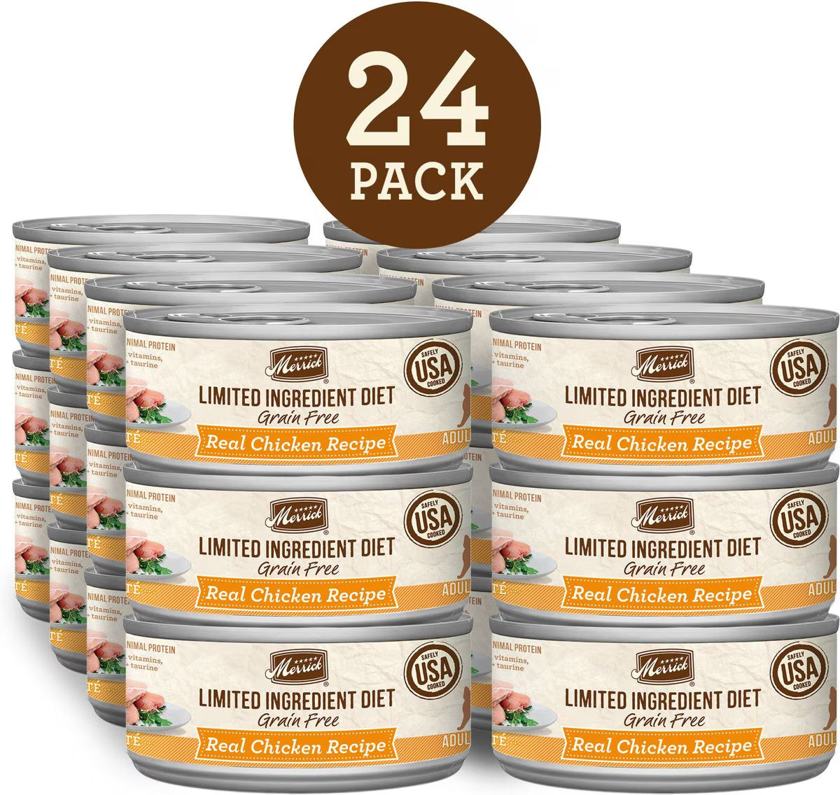 Merrick Limited Ingredient Diet Grain-Free Real Chicken Pate Recipe Canned Cat Food, 5-oz, case of 24