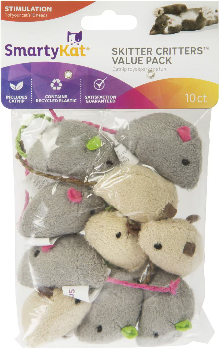 SmartyKat Skitter Critters Value Pack Catnip Cat Toys, 10 count