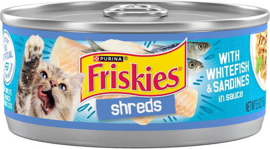 Friskies Savory Shreds with Whitefish & Sardines in Sauce Canned Cat Food, 5.5-oz, case of 24