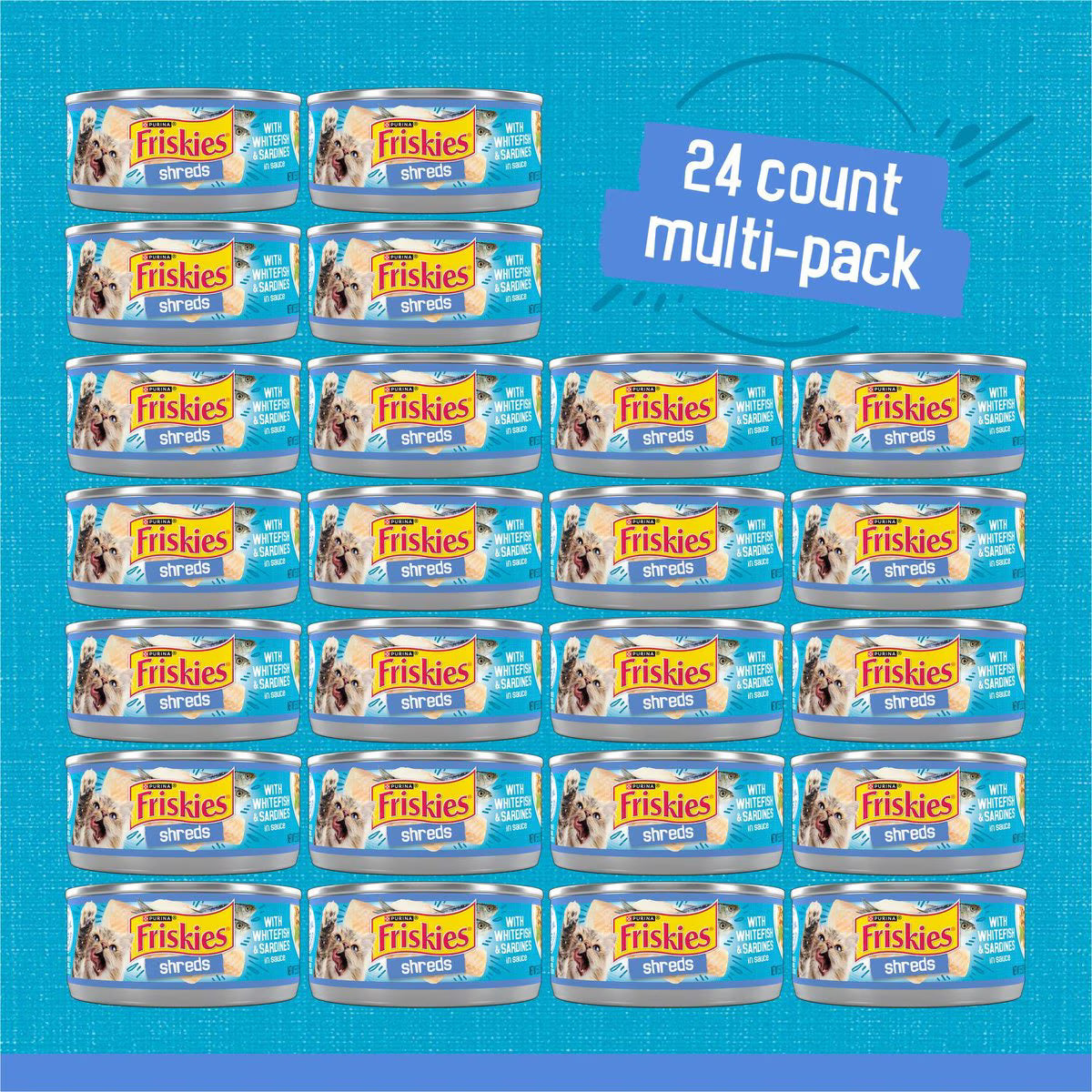 Friskies Savory Shreds with Whitefish & Sardines in Sauce Canned Cat Food, 5.5-oz, case of 24