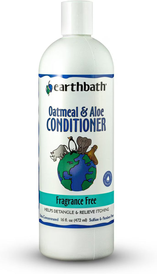 Earthbath Oatmeal & Aloe Fragrance Free Dog & Cat Conditioner, 16-fl oz bottle