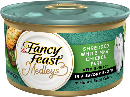 Fancy Feast Medleys Shredded White Meat Chicken Fare Canned Cat Food, 3-oz, case of 24