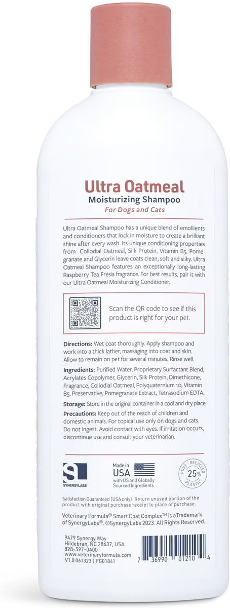 Veterinary Formula Smart Coat Complex Ultra Oatmeal Moisturizing Shampoo for Dogs, 17-fl oz bottle