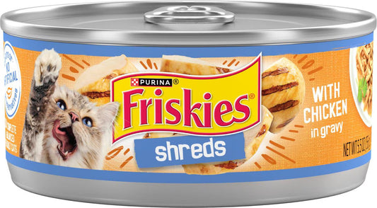 Friskies Savory Shreds with Chicken in Gravy Canned Cat Food, 5.5-oz, case of 24