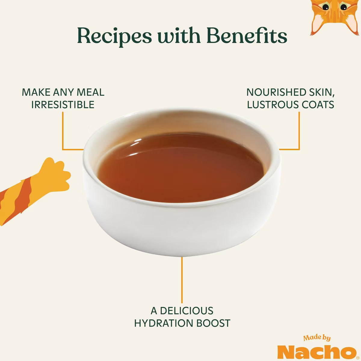 Made by Nacho Beef Bone Broth Grain- Free Wet Cat Food Topper, 11-oz carton