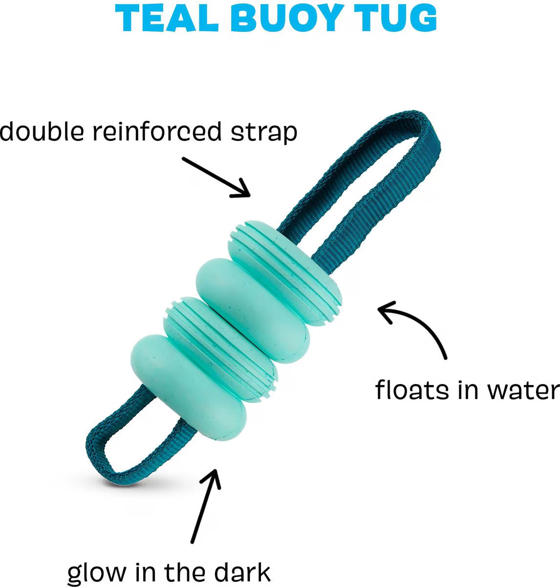 BARK Super Chewer Buoy Tug Floating Tough Dog Tug Toy, Teal