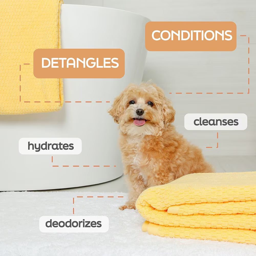 Hartz True Coat Curly or Wavy Detangles & Conditions with Oat Milk, Coconut Oil & Shea Butter Dog Shampoo, 16-fl oz bottle