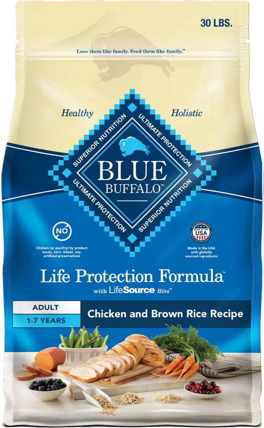 Blue Buffalo Life Protection Formula Adult Chicken & Brown Rice Recipe Dry Dog Food, 30-lb bag