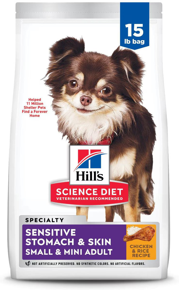 Hill's Science Diet Adult Sensitive Stomach & Sensitive Skin Small Breed & Mini Breed Chicken Recipe Dry Dog Food, 15-lb bag