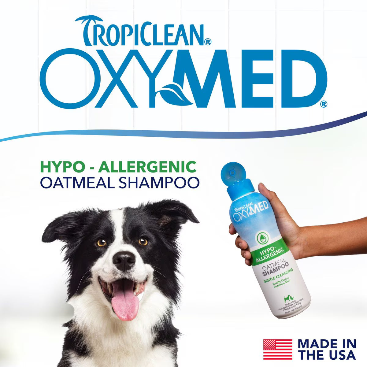 TropiClean OxyMed Hypo-Allergenic Oatmeal Dog & Cat Shampoo, Unscented, 20-fl oz bottle